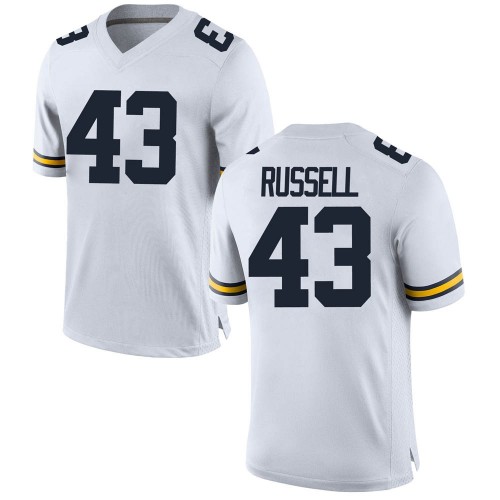 Andrew Russell Michigan Wolverines Men's NCAA #43 White Game Brand Jordan College Stitched Football Jersey IRD2254KM